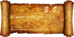 Blaser Oxána névjegykártya